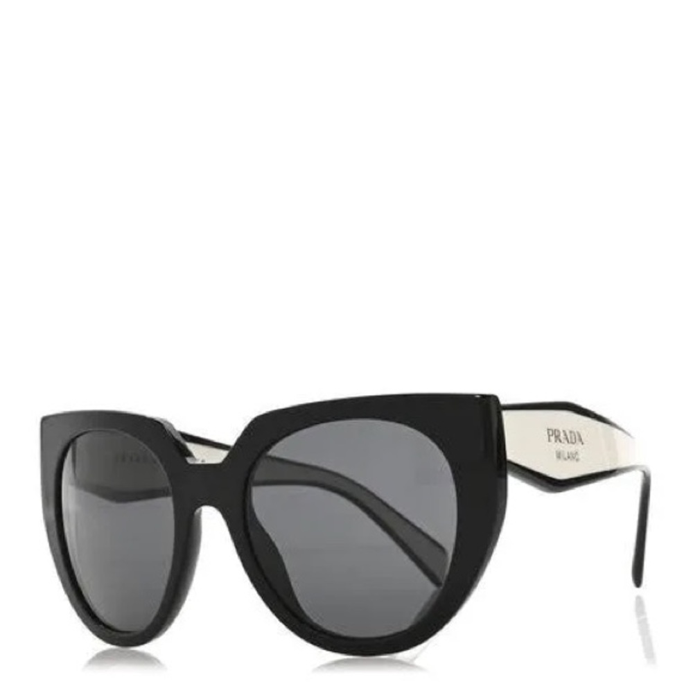 Prada Women's Acetate Black Cat-Eye Sunglasses. SPR 14W Black Green - Picture 8 of 16